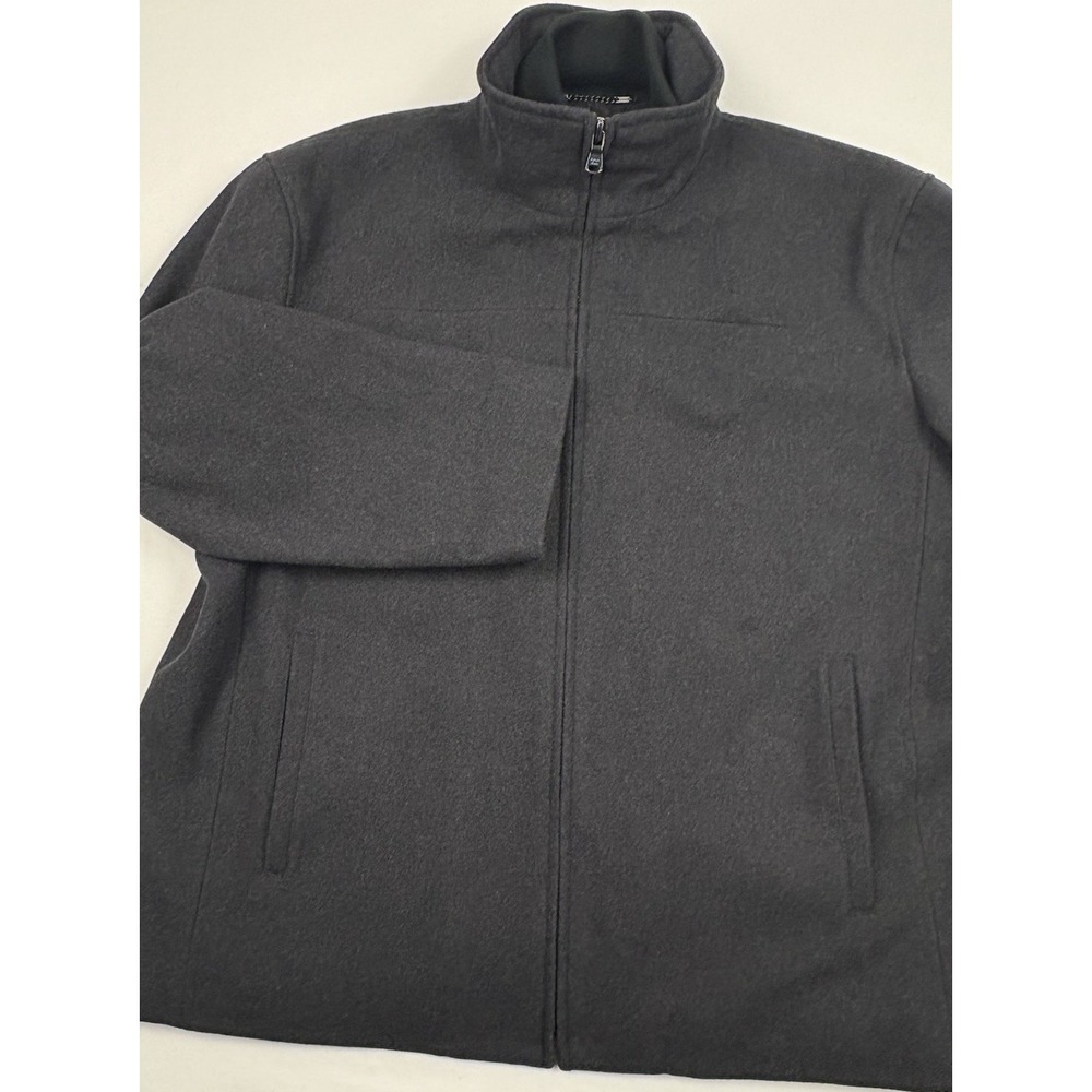 Calvin Klein Charcoal Flannel Wool Blend Jacket Double Zip Quilted Liner XL EUC